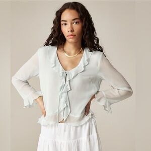 NWT! J. Crew Ruffle tie front chiffon top